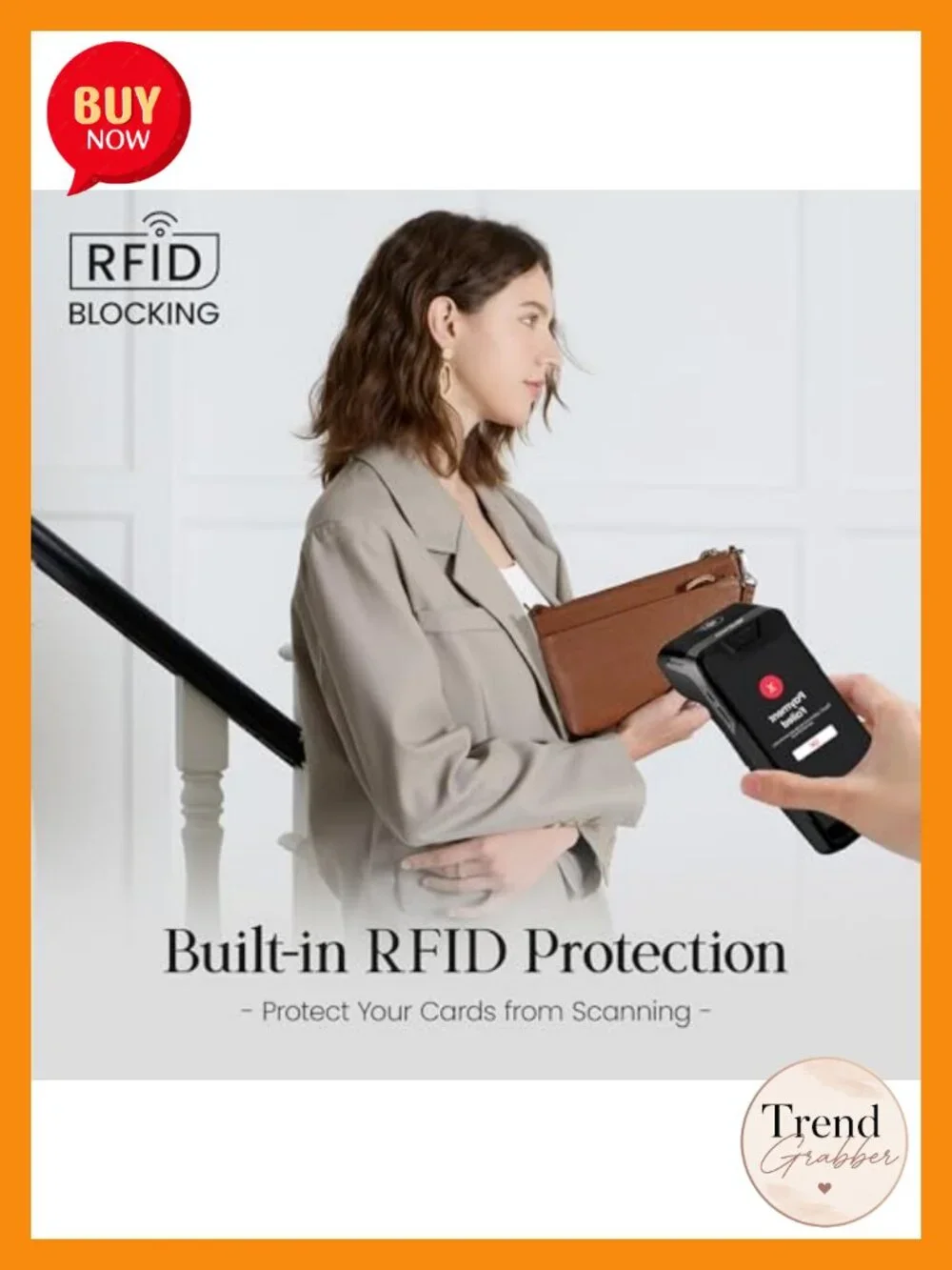 Genuine Leather Wristlet Clutch Wallet with RFID Blocking, Small Crossbody Bag
